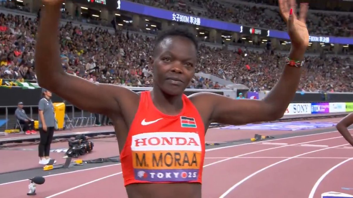 【#東京世界陸上】 ✅女子800m 準決勝1組 前回大会🥇 🇰🇪#モラア 1位 1分58秒40 2連覇に挑む🔥 決勝は 21日(日)19時35分頃〜 📺TBS系 生中継 ⚡️TVerでは放送同時 & 全49種目LIVE配信⚡
