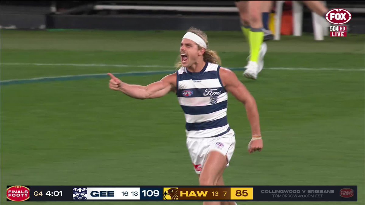 "Time for a little Bazball!" Bailey Smith gets his prelim final goal to seal it 😍 📺 Watch #AFLCatsHawks on ch.504 or stream on Kayo: ✍️ BLOG 🔢 MATCH CENTRE
