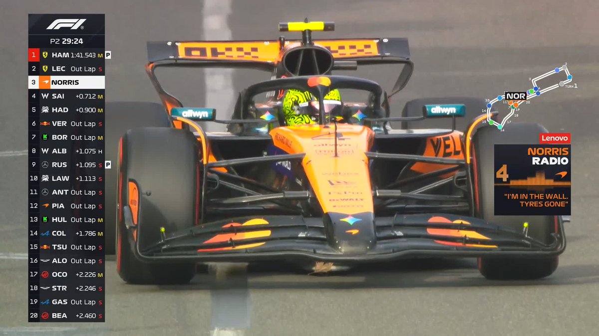 Here's that moment... and Lando's reaction 💥📻 #F1 #AzerbaijanGP