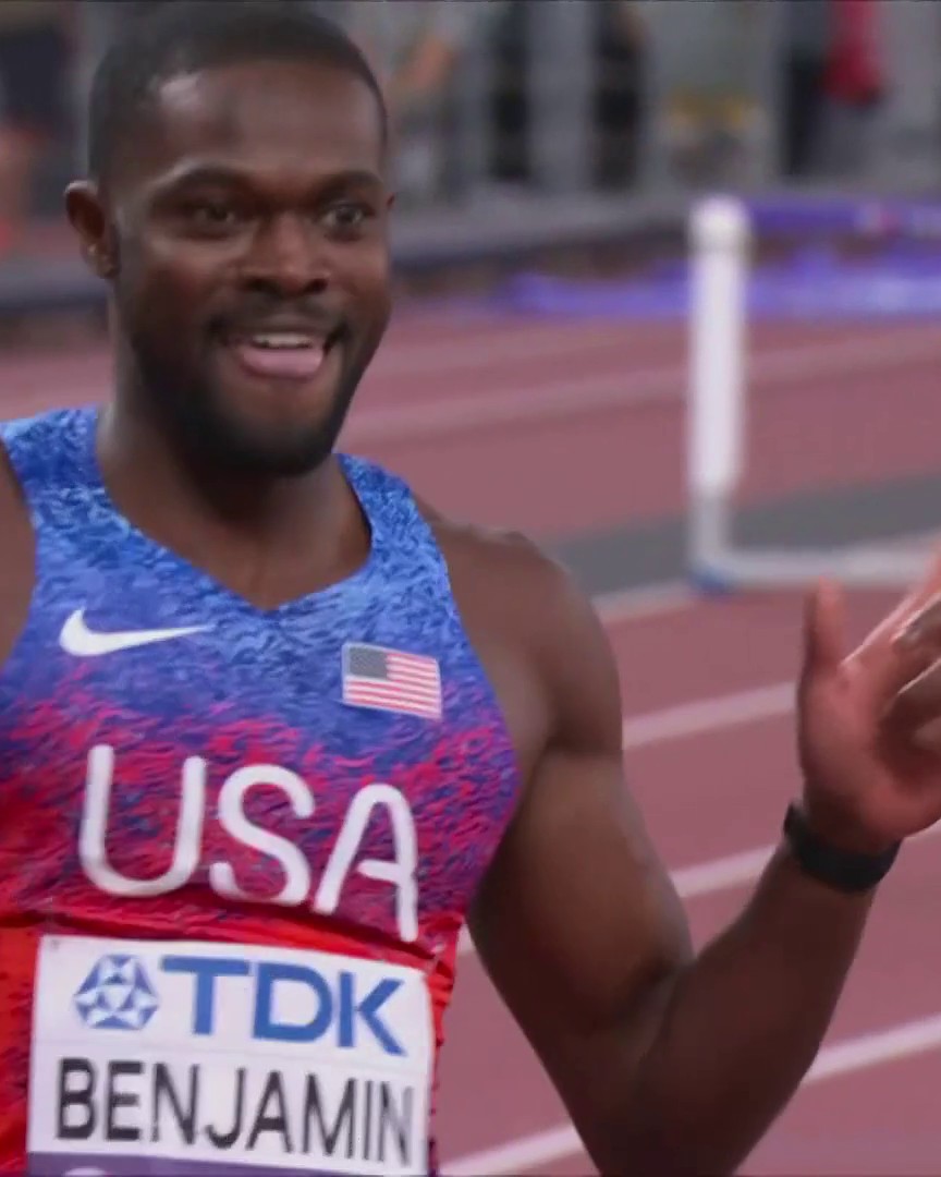 Olympic champion Rai Benjamin puts up a seasonโs best in Tokyo to win the 400m hurdles world title! ๐ฅ #WorldAthleticsChamps