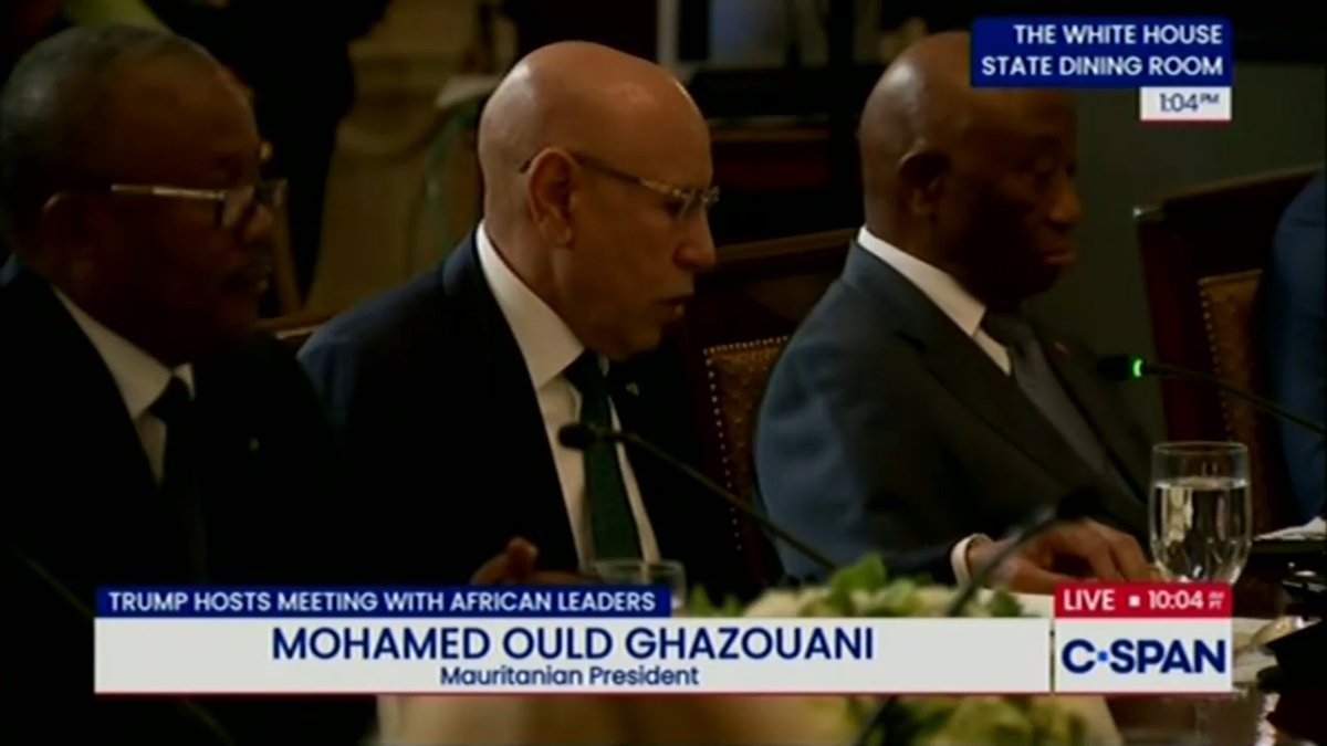 Trump cuts off President of Mauritania, suggests African leaders speed it up while addressing him: 'ā¦We're going to have to go a little bit quicker than this. If you could just say your name and your country that would be great.'