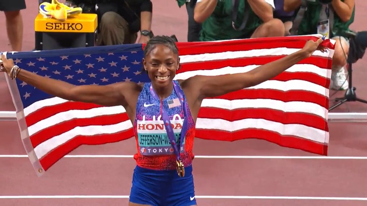 【東京世界陸上】 ⚔️最速女王決定戦!第2章⚔️ ▶️女子200m 決勝 女子12年ぶり✨ 👑100m&200m 2冠👑 🥇🇺🇸ウッデン 選手 21秒68(今季世界最高記録) 🥈🇬🇧ハント 選手 22秒14 🥉🇯🇲ジャクソン 選手 22秒18 📺TBS系 生中継 ⚡️TVerでは放送同時 & 全49種目LIVE配信⚡