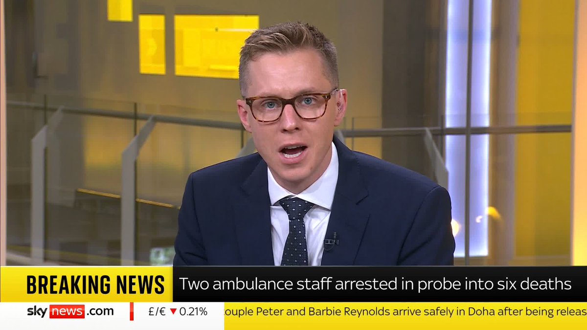 BREAKING: Two ambulance staff arrested in probe into six deaths 📺 Sky 501, Virgin 602, Freeview 233 and YouTube