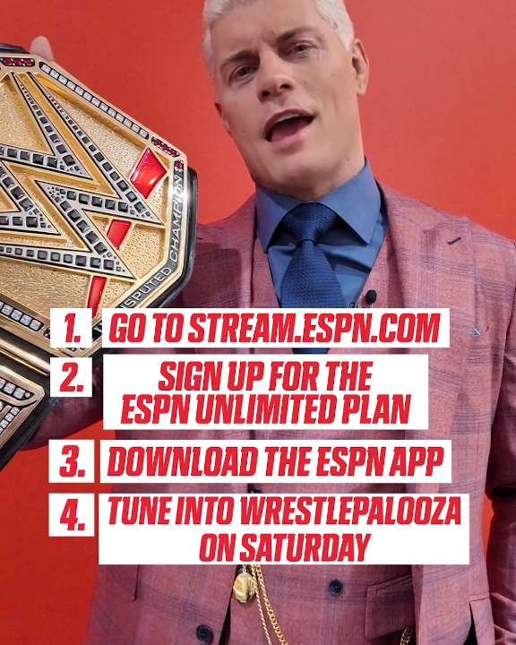 WRESTLEPALOOZA IS THIS SATURDAY 💥 Undisputed WWE Champion Cody Rhodes breaks down the steps to catch every moment live starting right at 7 PM ET on the ESPN App.