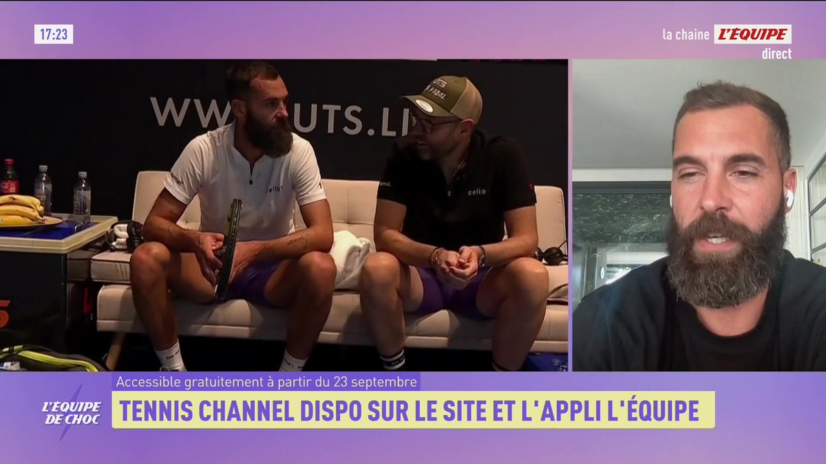 🎾🚨 La chaîne « Tennis Channel » sera accessible gratuitement sur le site et l'application « L'Équipe » à partir du mardi 23 septembre. Benoît Paire sera l'un de ses consultants et il était invité dans L'Équipe de choc ! Découvrez les offres L'Équipe >
