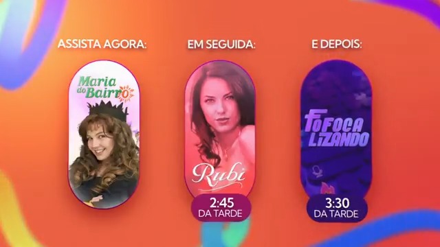 SBT criou uma vinheta informando as próximas atrações. #MariaDoBairro #Rubi #Fofocalizando