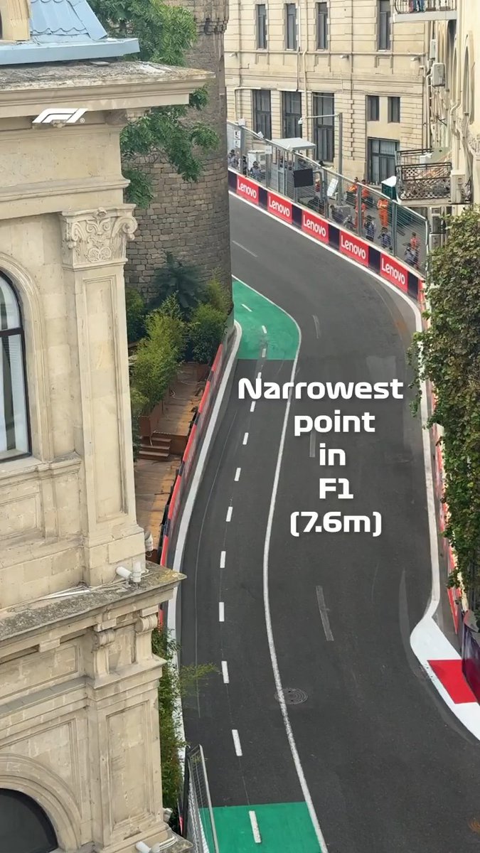 Just 7.6 metres wide ↔️ The narrowest point in F1 😮 #F1 #AzerbaijanGP