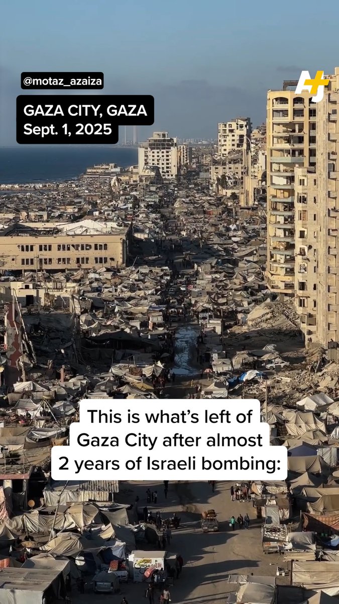 This is what is left of Gaza City after almost 2 years of Israel’s genocide. Israel’s bombs are now destroying entire neighborhoods.