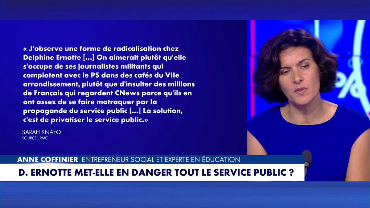 Anne Coffinier : «Le service public a l'habitude d'imposer des sujets et d'en éviter d'autres. Qualifier CNEWS d'extrême droite, c'est une réduction ad hitlerum. C'est un procédé bien connu pour rendre l'autre immonde.»