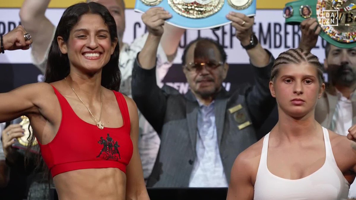 ⚖️Gabriela Fundora vs Alexas Kubicki weigh-in results: 🇺🇸 Gabriela Fundora - 110.2lbs 🇨🇦 Alexas Kubicki - 110.6lbs ✅All set for their Ring and undisputed flyweight title fight tomorrow night live on DAZN.