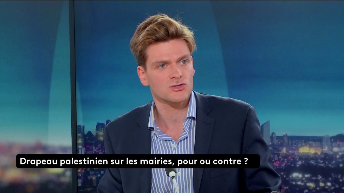 🗣"Il y a un drapeau en France : le drapeau bleu-blanc-rouge." Paul Melun regrette que certaines mairies aient fait le choix d'étendre le drapeau palestinien. #canal16 #lepouretlecontre