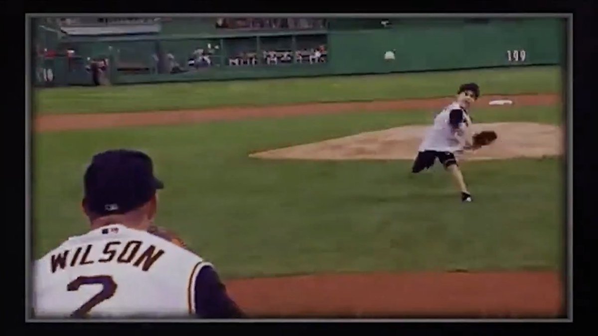 Once upon a time, Jack Wilson caught a first pitch from his 4-year-old son Jacob. Tonight in Pittsburgh, it was Jacob's turn to catch his dad's first pitch ❤️