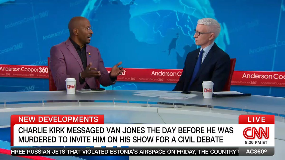 "We need to be gentlemen and sit down together and disagree, agreeably": Van Jones talks about the private message Charlie Kirk sent him the day before he was murdered.