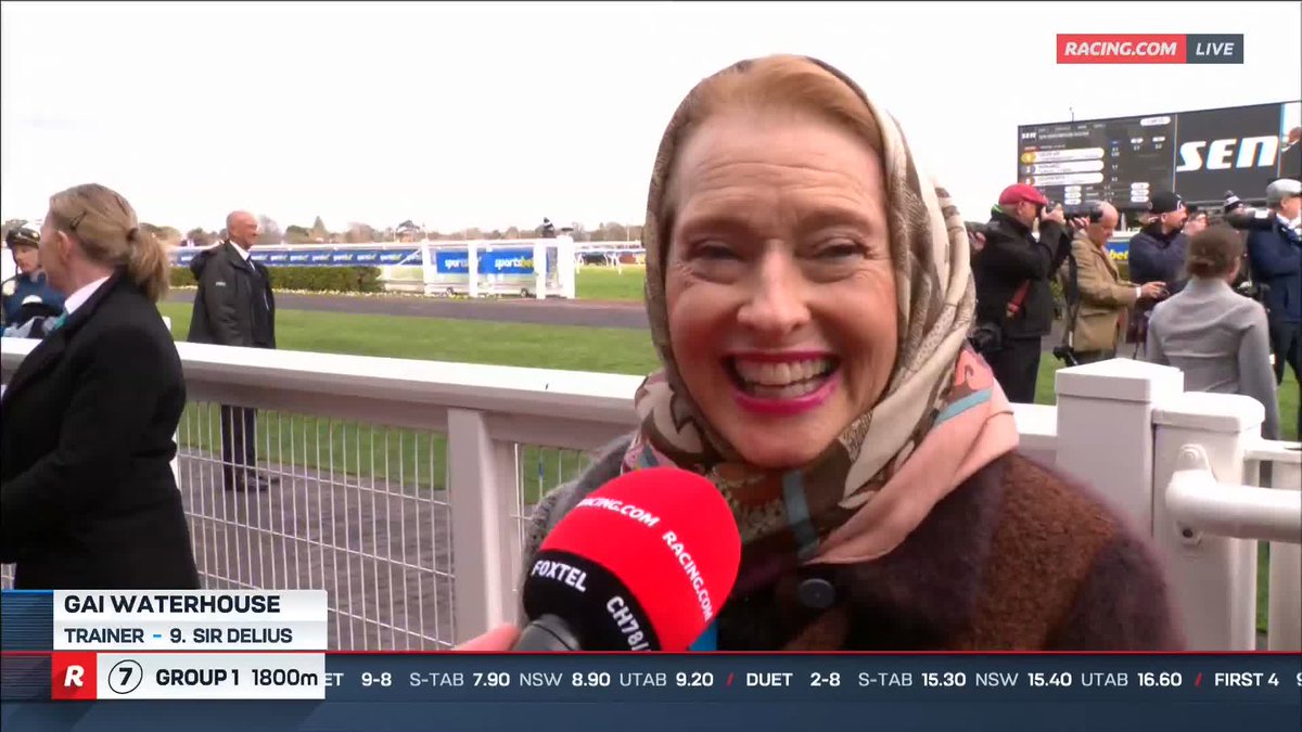 "I can't describe to you how excited I am." 😁 Gai Waterhouse at her brilliant best following Sir Delius' Underwood Stakes triumph ⭐️