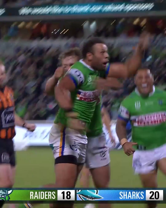 A MIRACLE MATCH-WINNER 🤯 The last time these teams met it went down to the wire! Watch the Raiders take on the Sharks tonight in a Sudden Death Final, thanks to VB.