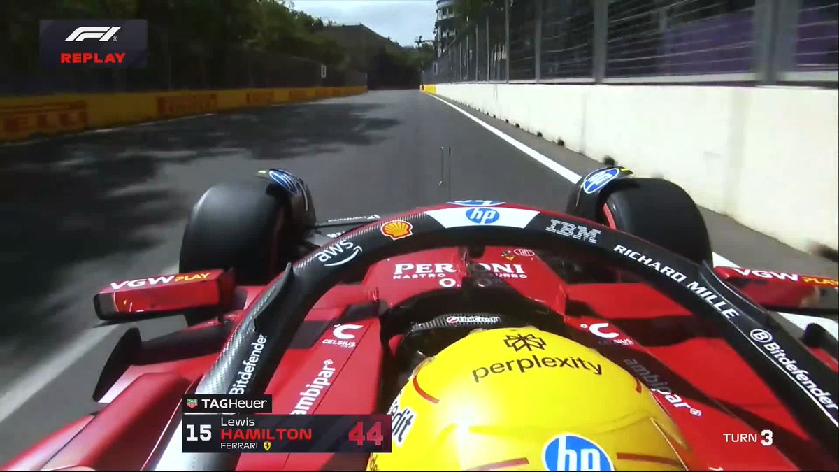 A little detour for Lewis but he's back on track in no time 🔄 #F1 #AzerbaijanGP
