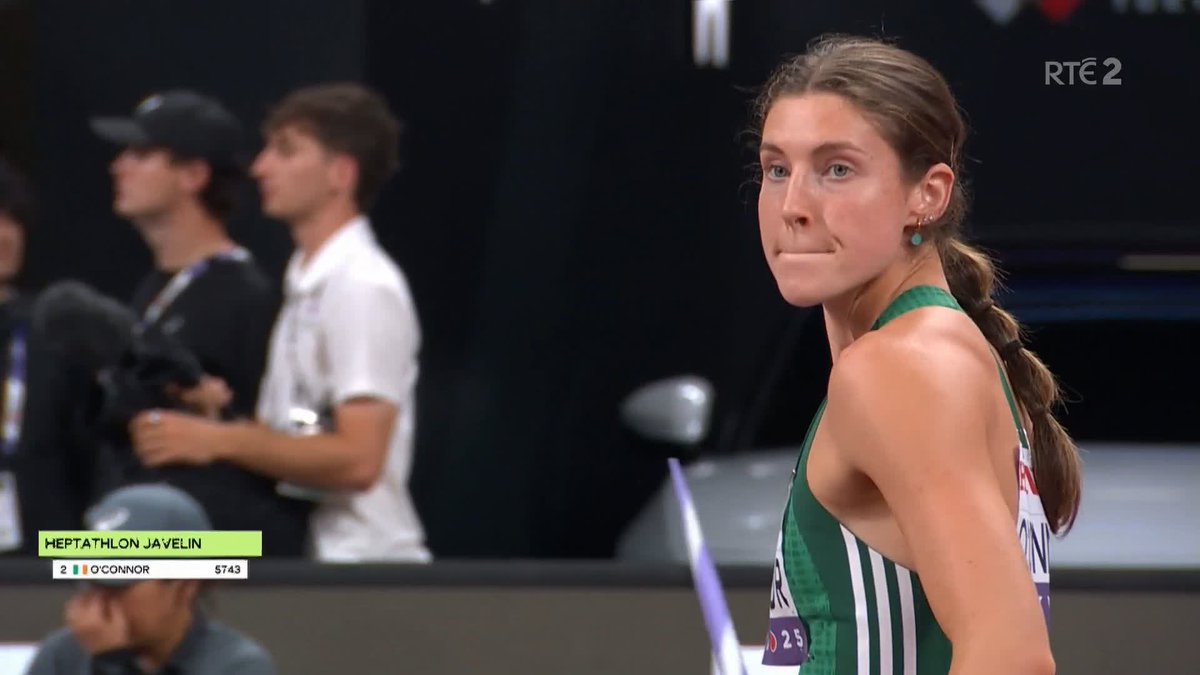 Another excellent throw from Kate O'Connor in the javelin event of the heptathlon. With the 800m to follow at 1.11pm, O'Connor has a real opportunity to land what would be a historic #WorldAthleticsChamps medal #RTEsport