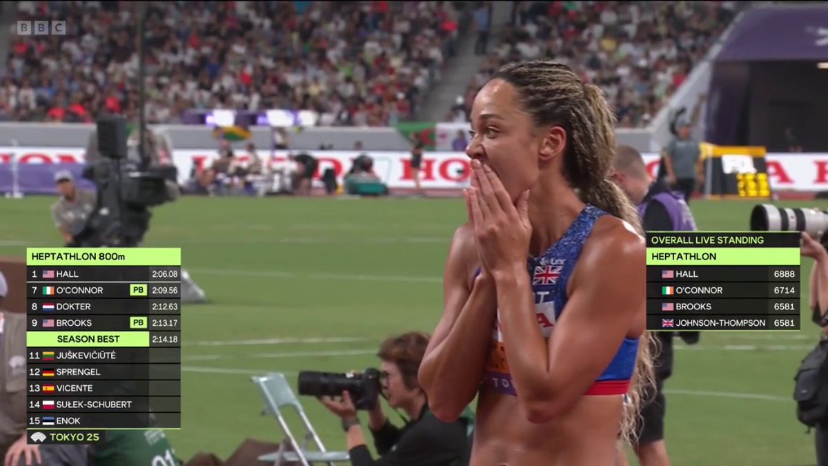 Katarina Johnson-Thompson has won JOINT BRONZE in the heptathlon at the #WorldAthleticsChamps! 🥉 Ireland's Kate O'Connor wins the silver medal. 🥈