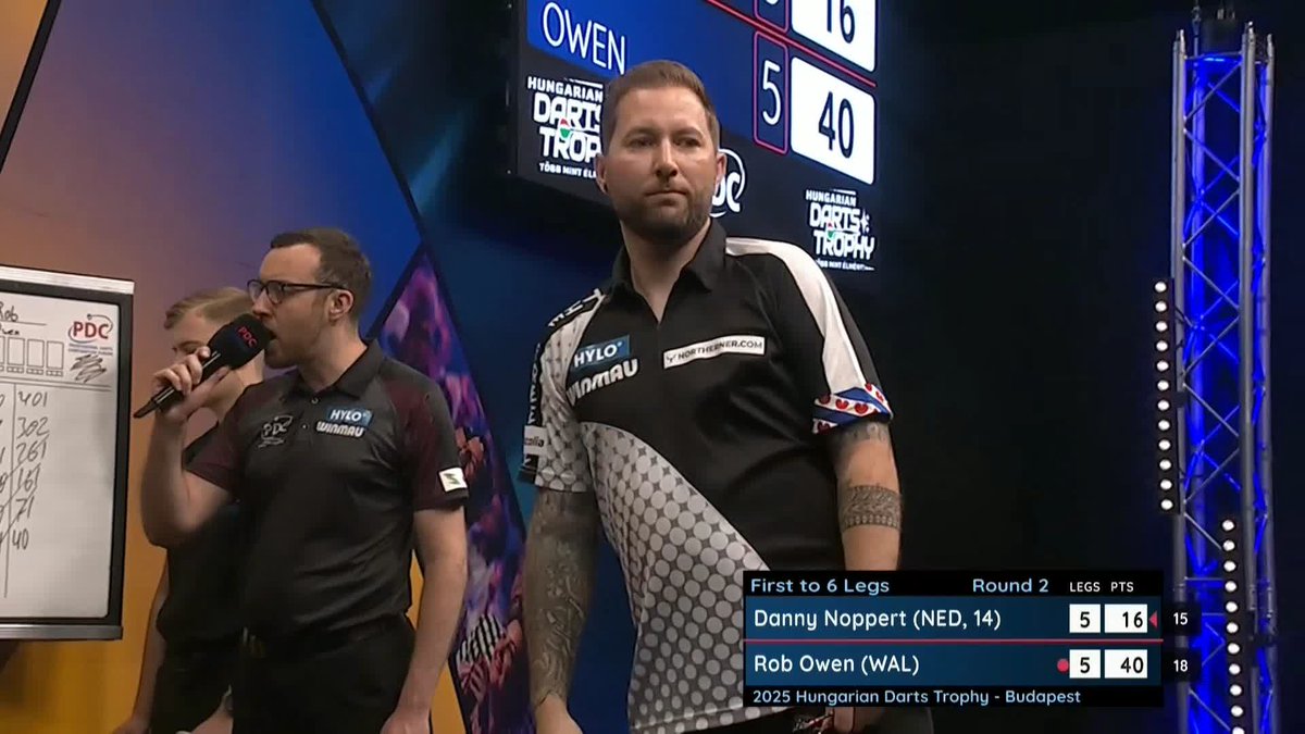 NOPPERT EDGES PAST OWEN! Having squandered five match darts in the penultimate leg, Danny Noppert survives one of his own to edge out Rob Owen in a dramatic last-leg decider! ๐บ #ET12 | R2