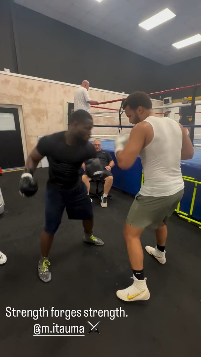 Moses Itauma putting the work in with rising cruiserweight Aloys Jr in the gym as they both await fight dates.