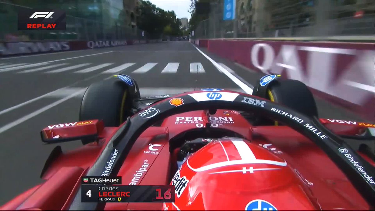 A heart-in-mouth moment for Charles Leclerc at Turn 2 He got away with this one 😰 #F1 #AzerbaijanGP
