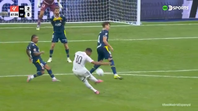 "Mbappé" Porque le pegó con la pija para la ventaja parcial del Real Madrid por 2-0 ante el Espanyol por LaLiga. Pero mirá el golazo que hizo el francés hijo de re mil puta.