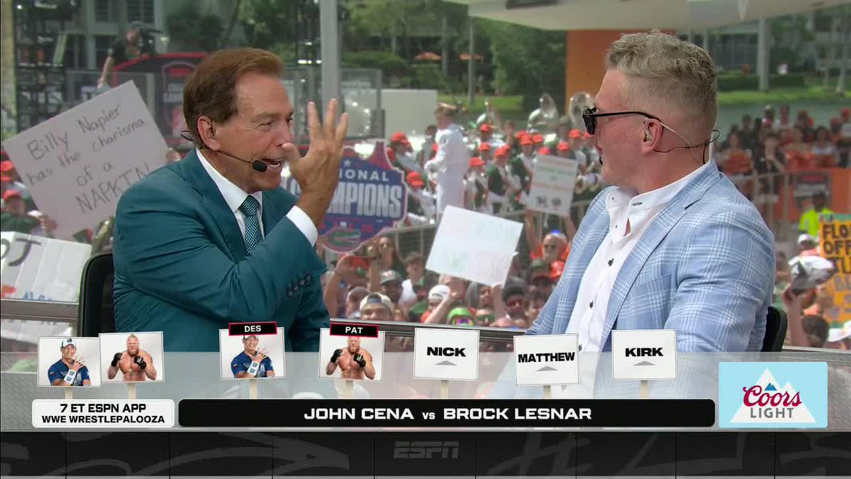 SABAN HIT MCAFEE WITH THE "YOU CAN'T SEE ME" ON College GameDay 😂 Stream Wrestlepalooza at 7 PM ET on the ESPN App 🍿