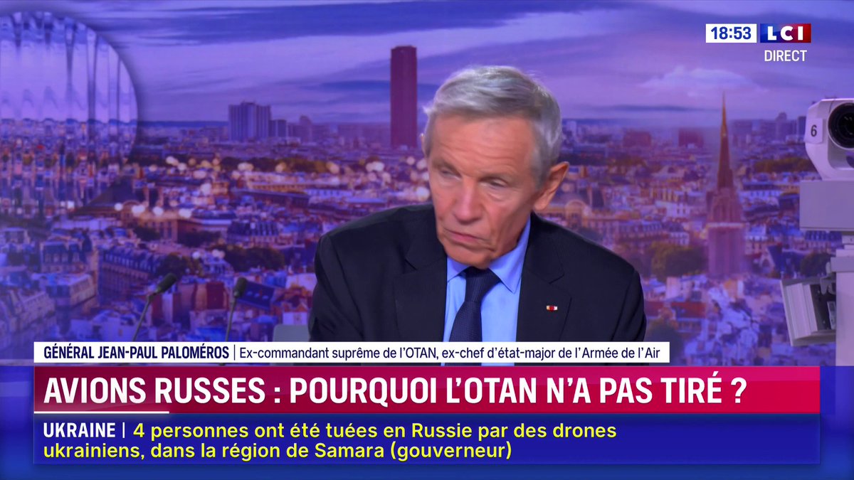Menace russe : "Globalement, les espaces communs sont contestés", pointe le général Jean-Paul Paloméros. "Les Russes en particulier sont en train de désorganiser cet ordre mondial qui a été construit à partir de la fin de la Seconde Guerre mondiale." ▶️ avec Yves Calvi