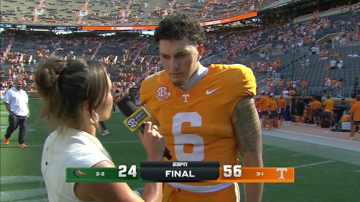 Taking it week by week. Joey Aguilar postgame with SEC Network 15-22 / 318 YDS / 3 TDs