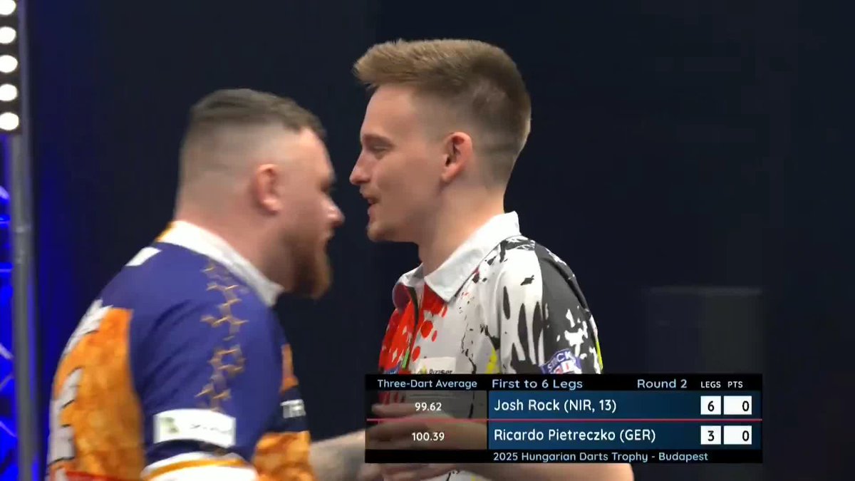 ROCK PUTS OUT PIKACHU! What a game of darts! Despite landing a hat-trick of ton-plus finishes, Ricardo Pietreczko succumbs 6-3 to Josh Rock, who storms through to Finals Day at the Hungarian Darts Trophy! 📺 #ET12 | R2