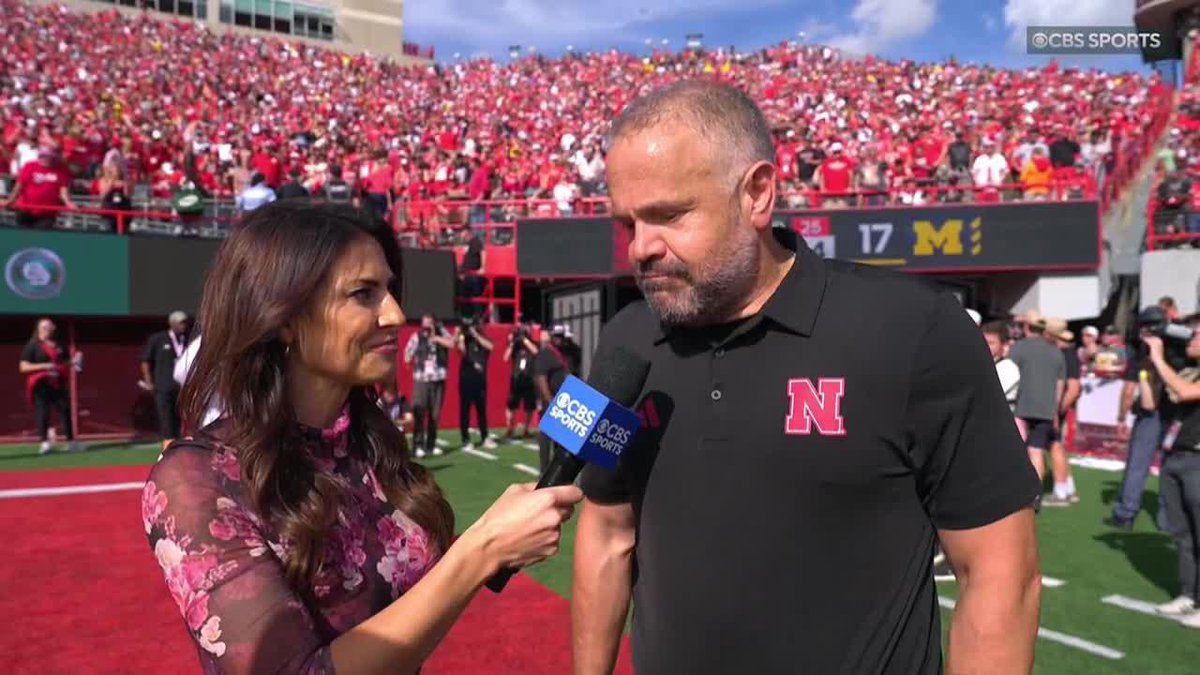"We're gonna play. This is why you come to the University of Nebraska... We're playing great defense other than 2 plays." Nebraska Football's Matt Rhule with our Jenny Dell