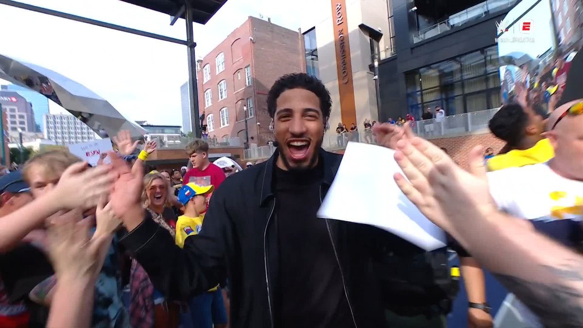 Hali is here! 🙌 Tyrese Haliburton has joined the set on the Countdown to Wrestlepalooza! Stream Wrestlepalooza LIVE tonight at 7ET/4PT on the ESPN App: