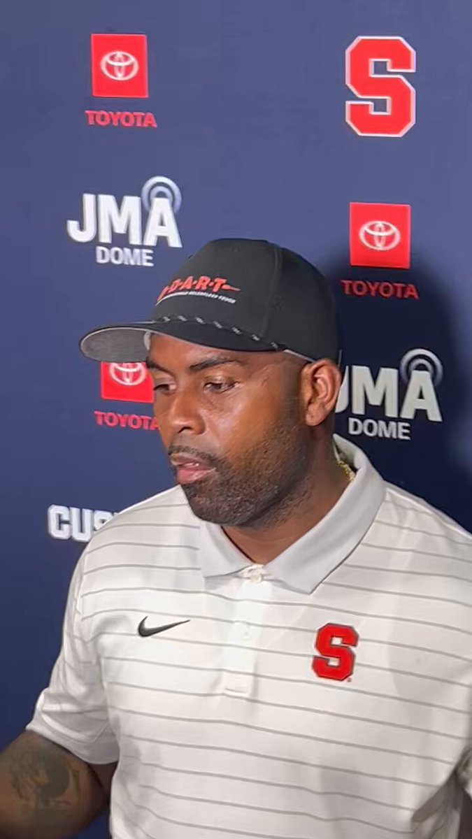 Syracuse coach Fran Brown says he’s “in awe” of his team’s win at Clemson today. Also spends some time shouting out Dabo Swinney and says Dabo is a “first class” person and someone who helped inspire Brown to be his authentic self as a coach
