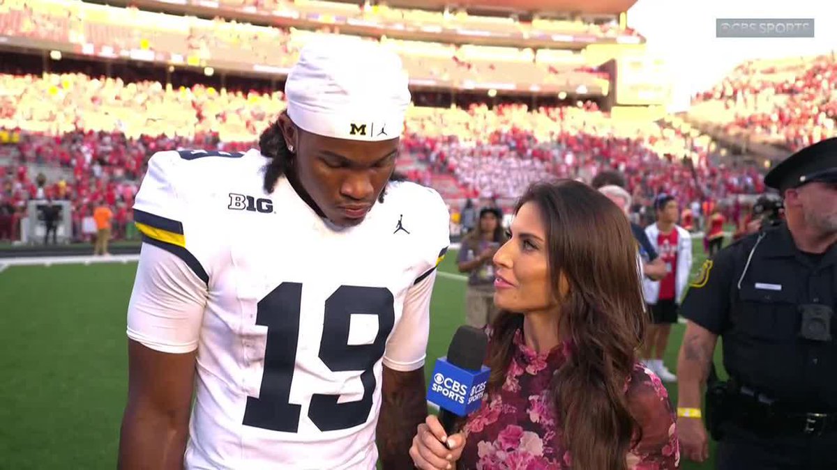 "Had an amazing game of course. Just be great." Michigan Football's freshman phenom Bryce Underwood to our Jenny Dell on what he said to Dylan Raiola