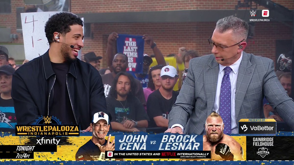 "Give me John Cena." Tyrese Haliburton makes his pick for John Cena vs. Brock Lesnar 🔥 Stream #Wrestlepalooza LIVE on the ESPN App