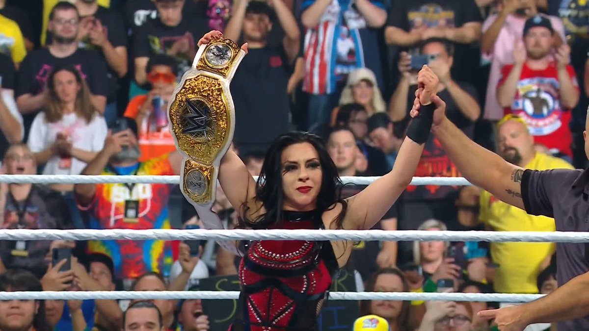 WHAT. A. MOMENT. Stephanie Vaquer becomes Women's World Champion at #Wrestlepalooza!