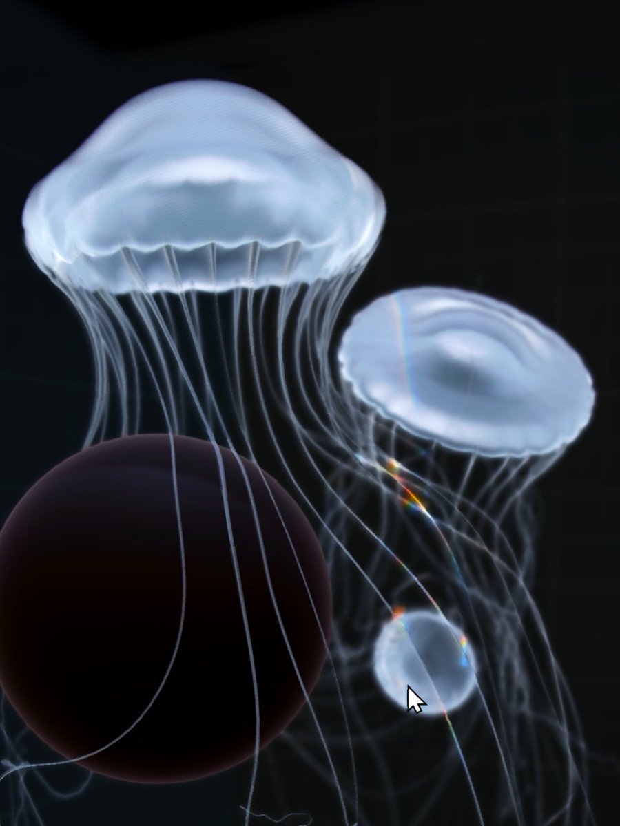 クラゲ制作中。 傘と触手の柔らかさテスト。 #unity3d #indiedev #jellyfish