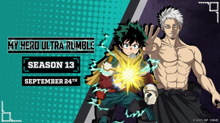 MY HERO ULTRA RUMBLE is celebrating its 2nd Anniversary thanks to YOU! Season 13 launches Sep. 24th with 2 NEW PLAYABLE CHARACTERS: ・The Ninth One For All successor! *Izuku Midoriya OFA* ・Evil incarnate ascends to a golden age! *All For One<Youth age>*