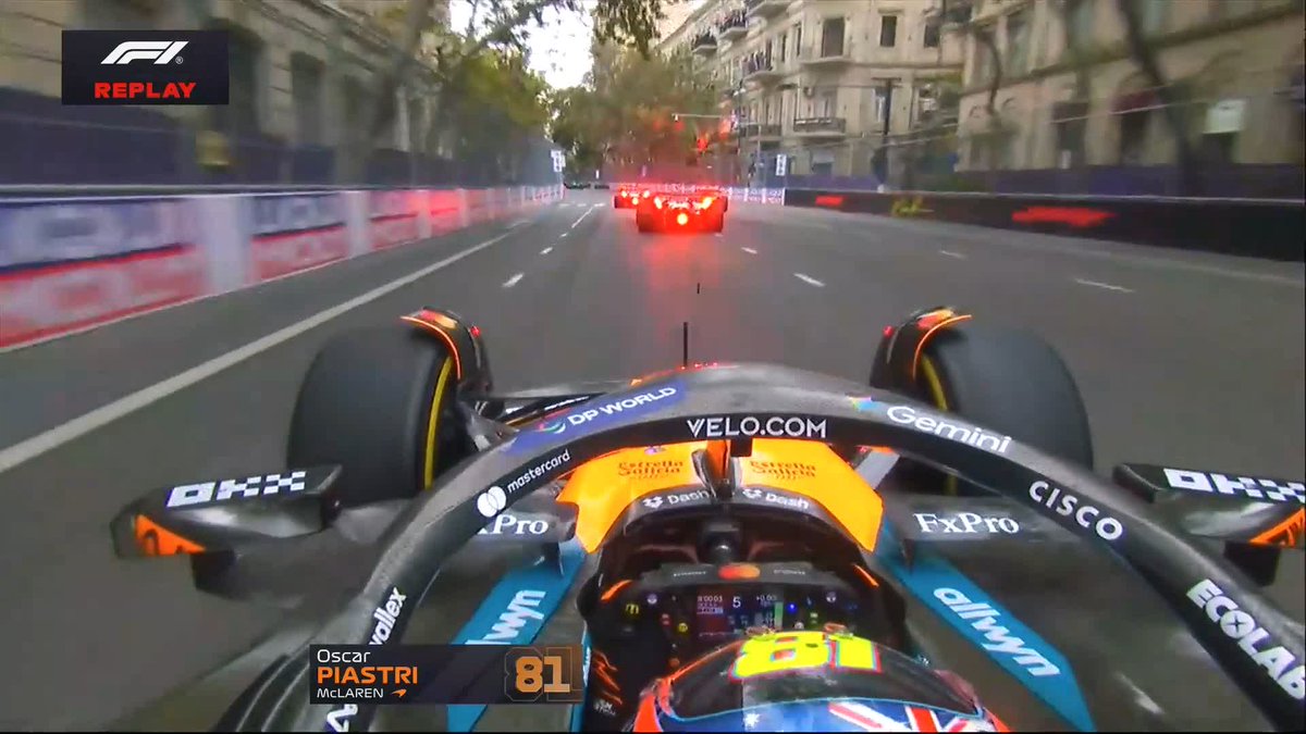 Drama on the first lap! 😵 Here's Piastri heading into the wall and out of the race ❌ #F1 #AzerbaijanGP