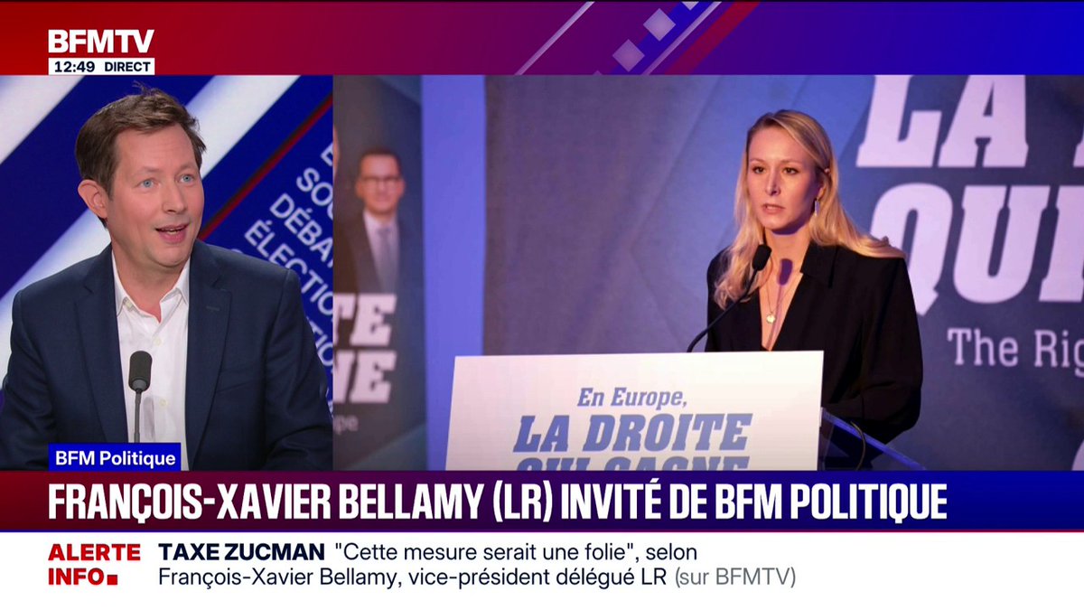 "La 'droite qui gagne', ce n'est pas celle de Marion Maréchal, c'est celle des Républicains", déclare François-Xavier Bellamy