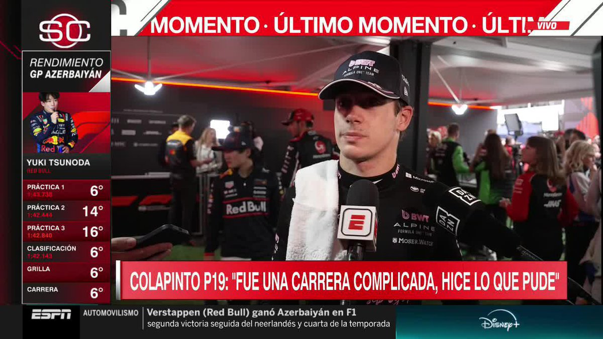 🗣️ ¡Franco Colapinto post carrera! “Perdí todo, salí de boxes ya con la goma toda bloqueada del trompo y con el alerón roto de adelante. Una carrera complicada, sin ritmo hice lo mejor que pude.” “Con lo de Alex perdí 12 segundos, me complicó la vida.”