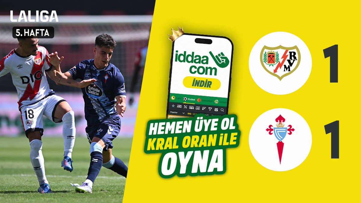 #LALIGA'nın 5. haftasında Rayo Vallecano ile Celta Vigo 1-1 berabere kaldı. 🟡iddaa 🟡