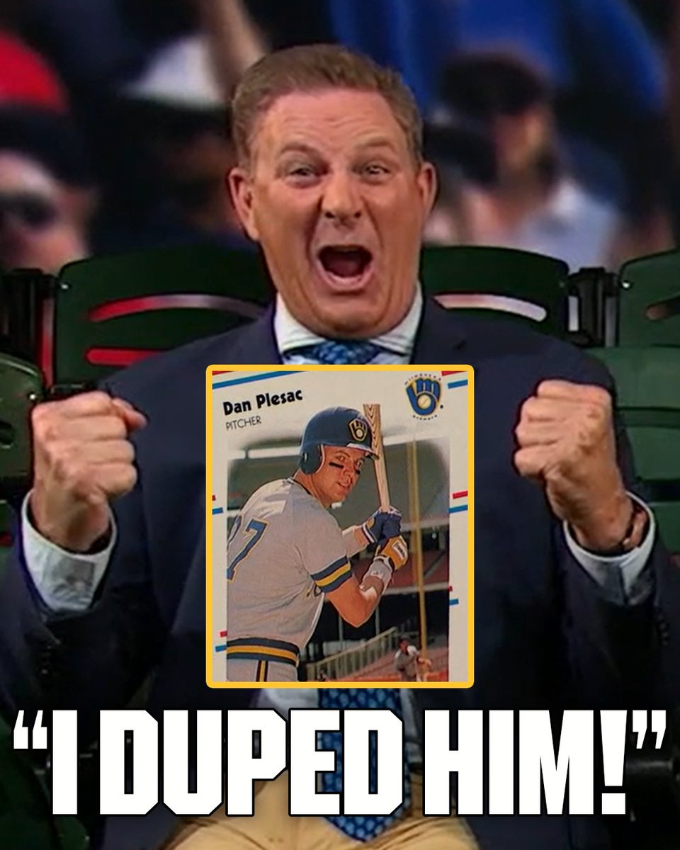 "I DUPED HIM!" Our guy Dan Plesac once convinced a photographer he was an outfielder so he could hold a bat and wear eyeblack on a baseball card 🤣