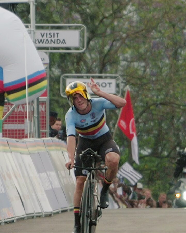 Three-time UCI Men Elite ITT World Champion 🏆 The one and only, Remco Evenepoel 🇧🇪 #Kigali2025