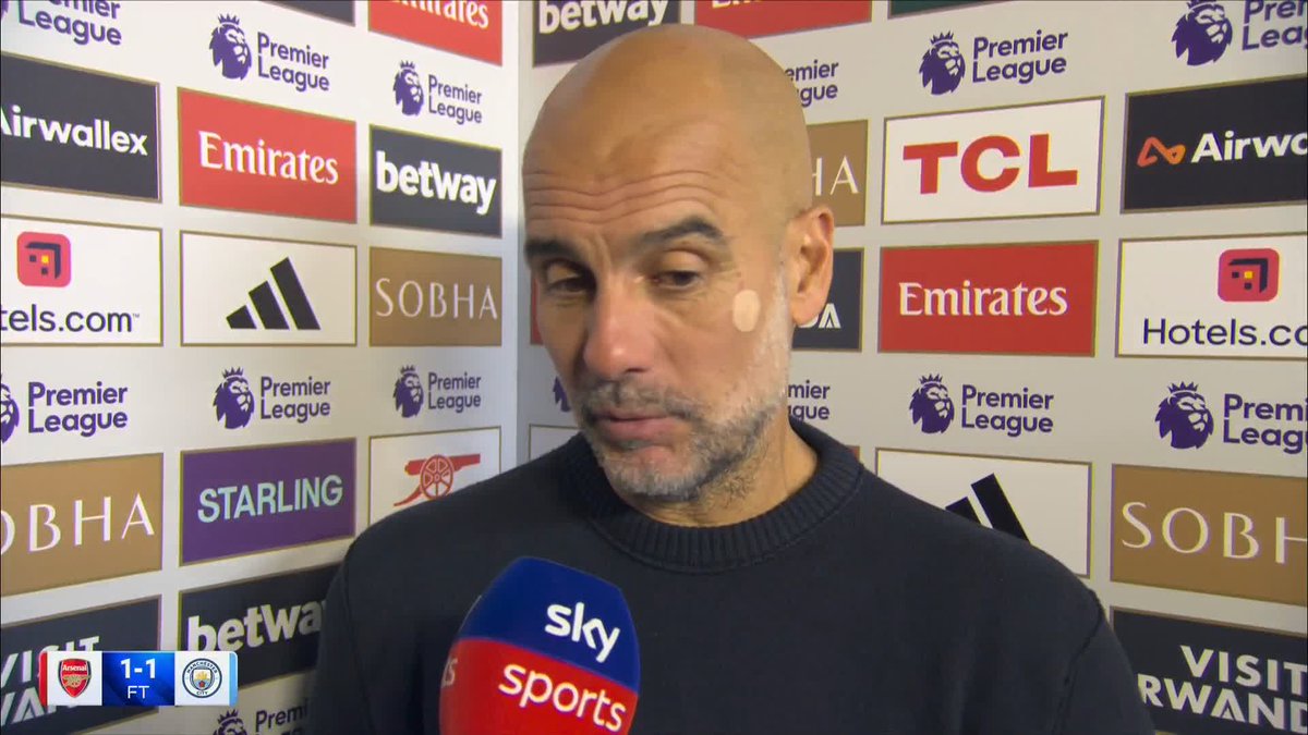 “Hats off to the team for being so resilient… Arsenal was better.” A humble nod from Pep Guardiola after a tense battle at the Emirates 🗣️