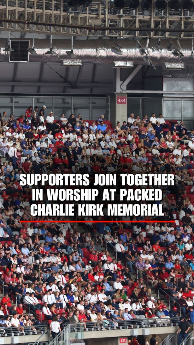‘HALLELUJAH’: Tens of thousands of people join together in worship at the memorial service for Charlie Kirk at State Farm Stadium in Arizona “So I throw up my hands And praise You again and again ‘Cause all that I have is a Hallelujah, hallelujah And I know it’s not much But I’ve nothing else fit for a King Except for a heart singing Hallelujah, hallelujah” Andrew Kolvet