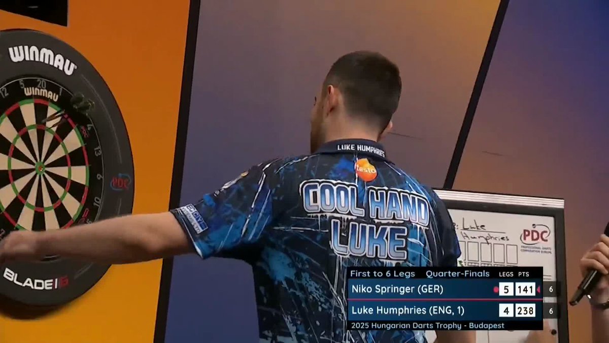 SPRINGER BEATS HUMPHRIES! 🇩🇪 Absolutely outstanding stuff from Niko Springer! 😱 The young German hits back-to-back 11-darters to see off world number one Luke Humphries! 👏 📺 #ET12