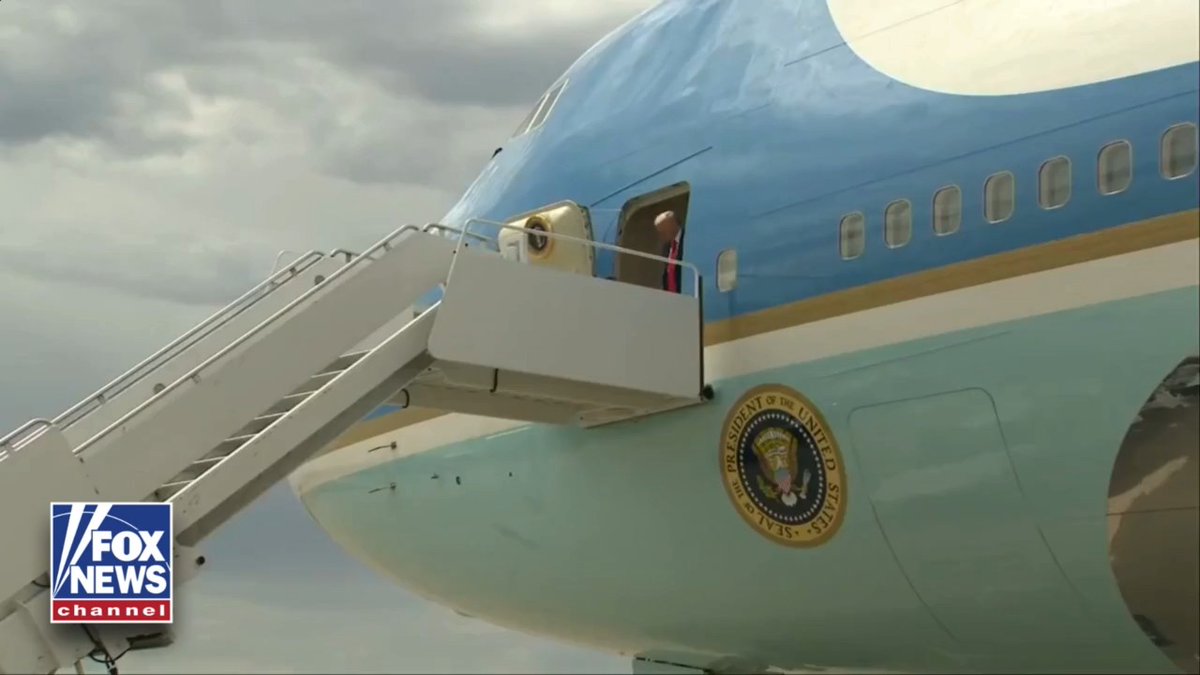 NOW: President Trump arrives at Charlie Kirk's memorial service in Arizona.