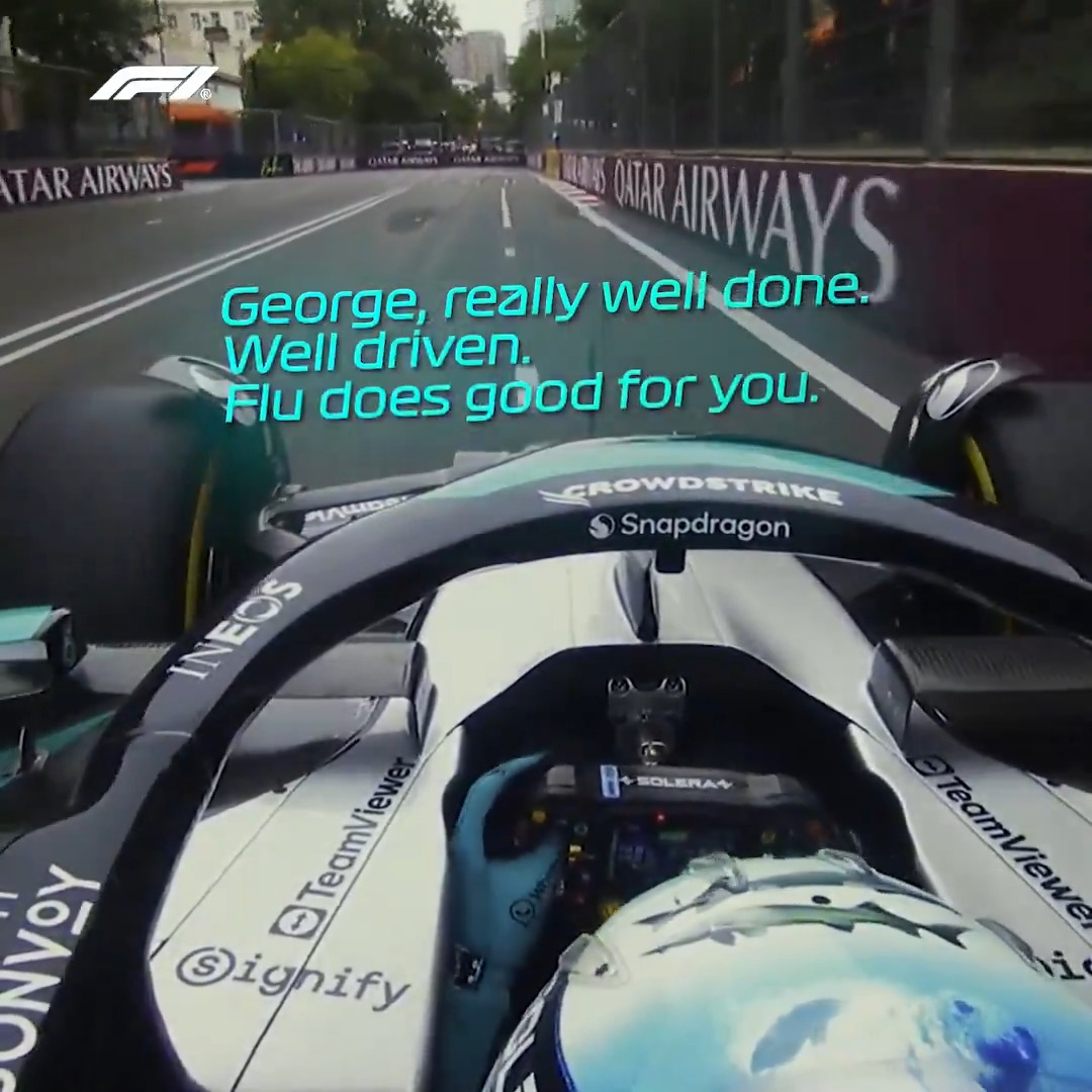 From flu to P2 🤒🥈 A brilliant effort from an under-par George Russell 👏👏 #F1 #AzerbaijanGP