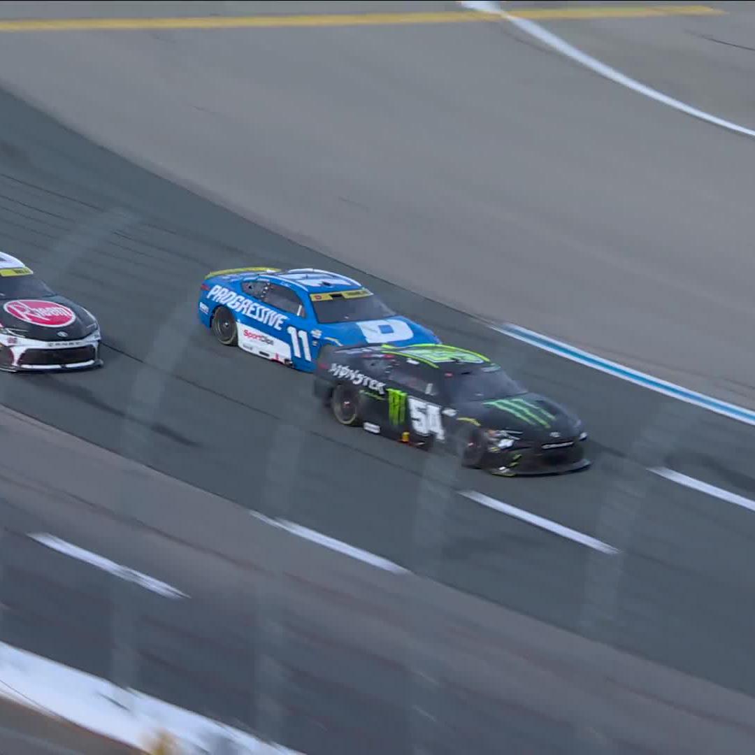 The Nos. 11 and 54 get together! Ty Gibbs spins and backs it into the wall.
